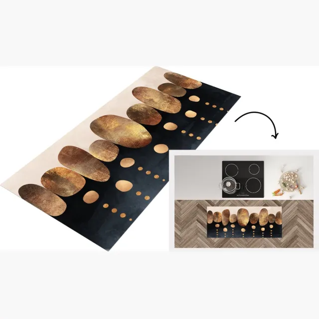 KitchenYeah Keukenloper - Loper keuken - Goud - Abstract - Luxe - Keukenloper vinyl Multicolor