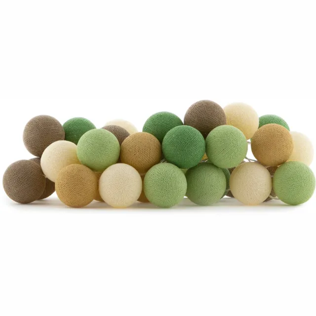 Cotton Ball Lights LED lichtslinger voor binnen - Handgemaakt en Fairtrade - 35 lampjes - Forest Green