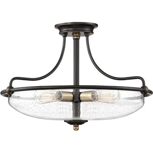 Quoizel LED Plafondlamp Griffin | 4X E27 Max 60W | Dimbaar | Palladian Bronze with Weathered Brass Accents Geen