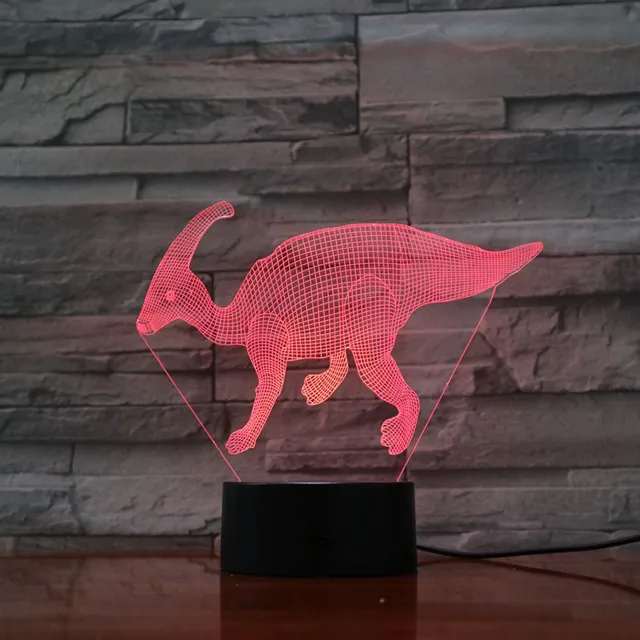 MC Living 3D Led Lamp Met Gravering - RGB 7 Kleuren - Dinosaurus