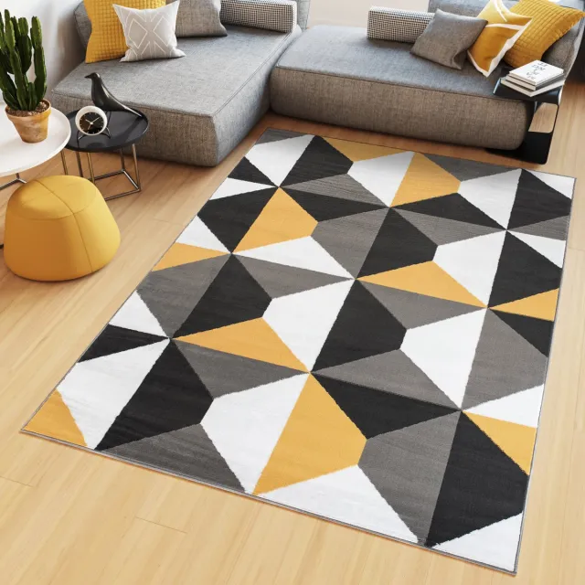 Tapiso Maya Vloerkleed Grijs Geel Wit Laagpolig Tapijten Maat- 200x250 Geel Grijs