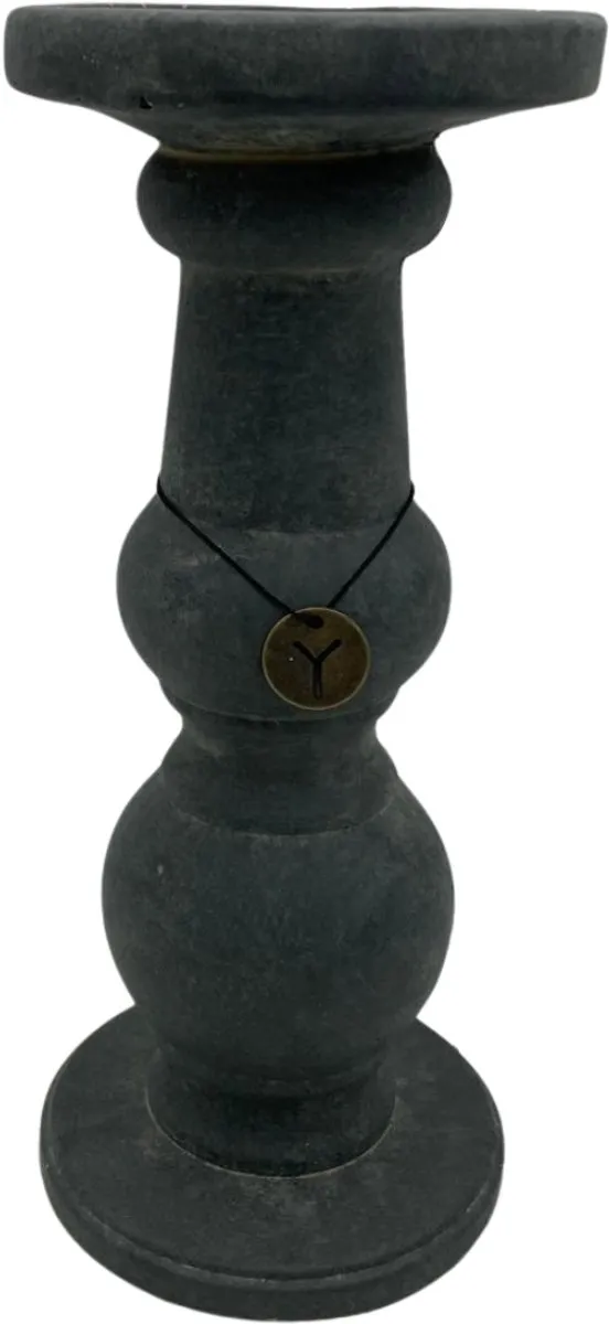Brynxz Grandeur Vintage Kandelaar - Grijs steenlook - Maat L Hoogte 30 cm - Candleholder Vintage grijs