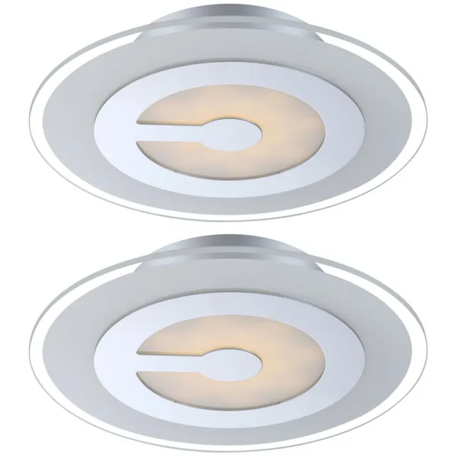 Globo Lighting Plafond LED gastenkamerlamp glas wit gesatineerd chroom verlichting