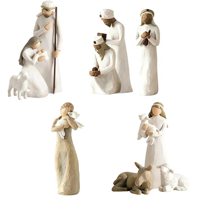 Famanu 10-delige kerststal set met figuren van de geboorte in Betlehem, hars kerstdecoratie van de Heilige Familie voor een sfeervolle kerst, ideaal voor thuisdecoratie
