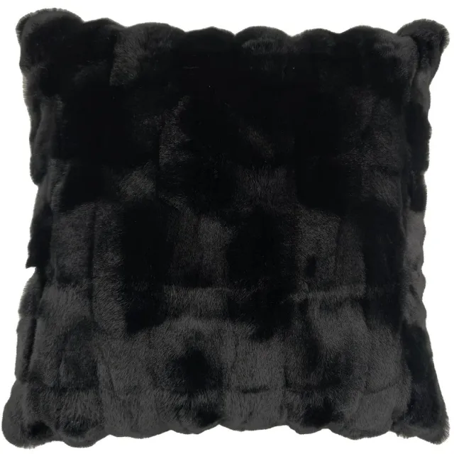 Heckettlane Delphi Sierkussen - Fake Fur - 48x48 cm - Zwart Black is Black