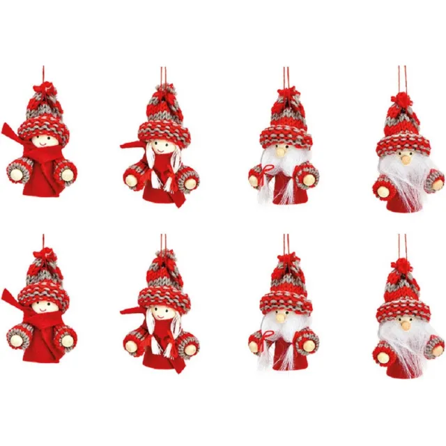 G. Wurm 8x stuks kunststof kersthangers kerstmannetjes 8 cm kerstornamenten - Kerstversiering ornamenten/kerstboomversiering Rood