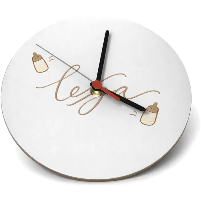 Mr Cadeautjes Klok rond Ø 19 - design Een zachte, minimalistische babyprint met een centrale boods | cadeau Wit