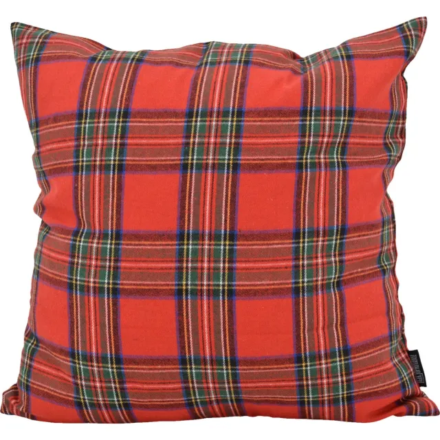 Gek op Kussens! Kerst Classic Tartan Kussenhoes | 45 x 45 cm | Polyester rood 45x45