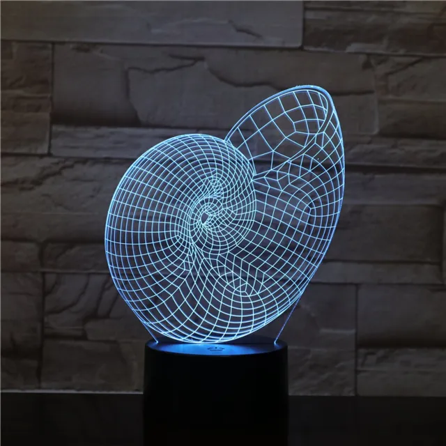 MC Living 3D Led Lamp Met Gravering - RGB 7 Kleuren - Schelp