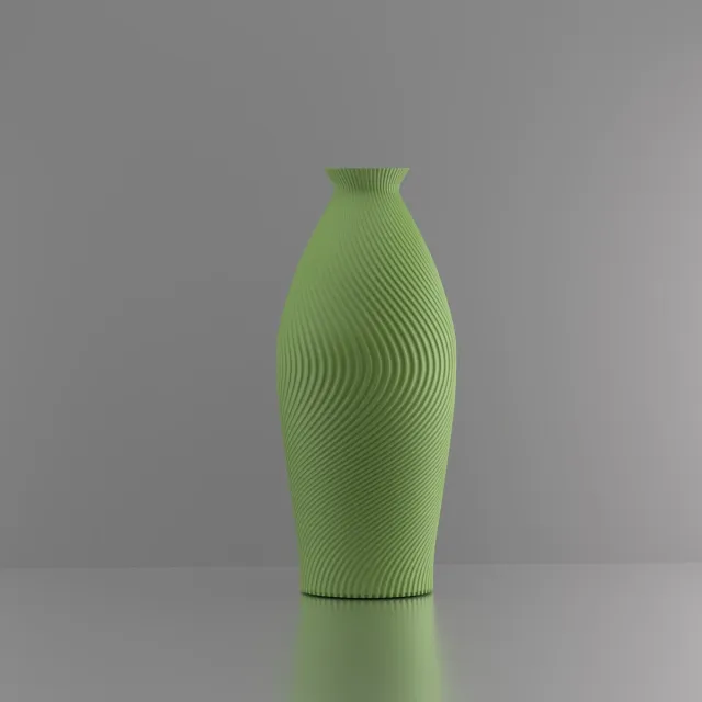 3d-gezellig Italiё - Vaas - Waterdicht - Lichtgroen - Maat 35 cm - Kunststof - Modern - Bloemenvaas - 100% gerecycled PLA (bioplastic)
