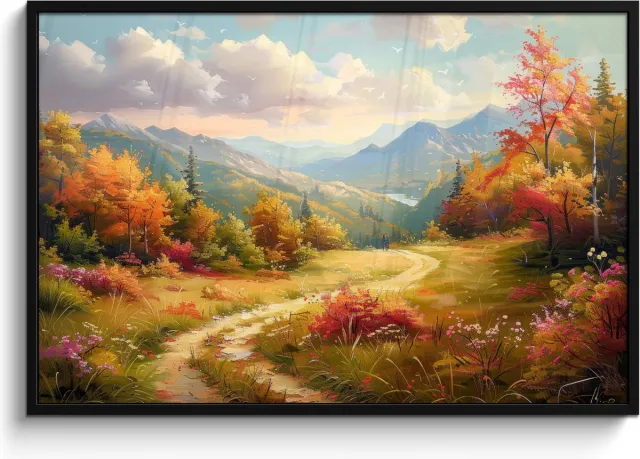 FrameYourWall Poster in lijst - Fotolijst 120x80 cm - Posters - Landschap - Illustratie - Natuur - Posterlijst zwart - Decoratie - Wanddecoratie woonkamer - Muurdecoratie slaapkamer Natuur landschap