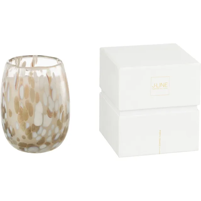 J-Line geurkaars Mia - Osmanthus & Suede - glas - wit/mix - small - 90U Multi