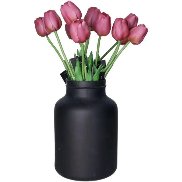 Countryfield Kunstbloemen boeket Tulp Tulipa - 10x - 44 cm - paars - Real Touch - kunst zijdebloemen