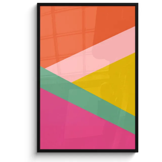 FrameYourWall Poster in lijst - Fotolijst 80x120 cm - Posters - Driehoeken - Kleurrijk - Abstract - Posterlijst zwart - Decoratie - Wanddecoratie woonkamer - Muurdecoratie slaapkamer