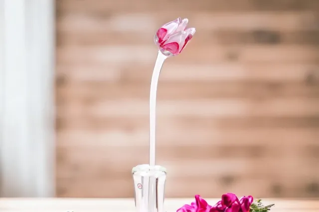 Loranto Tulp Roze Wit - Glazen Tulpen - Bloemen - Tulpen van Glas - Roos van Glas - Glazen Bloemen Roze & Wit