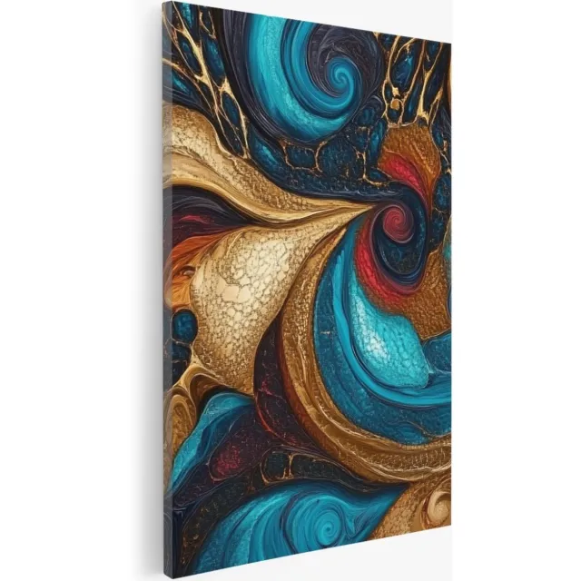 Saammp Canvas Schilderij - Gekleurd patroon - Abstract kunstwerk - 80x120 - Foto op canvas - Wanddecoratie - Muurdecoratie Woonkamer - Slaapkamer decoratie - Canvas Print Multicolor