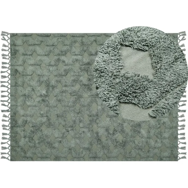 Beliani KARS - Laagpolig vloerkleed - Groen - 160 x 230 cm - Katoen