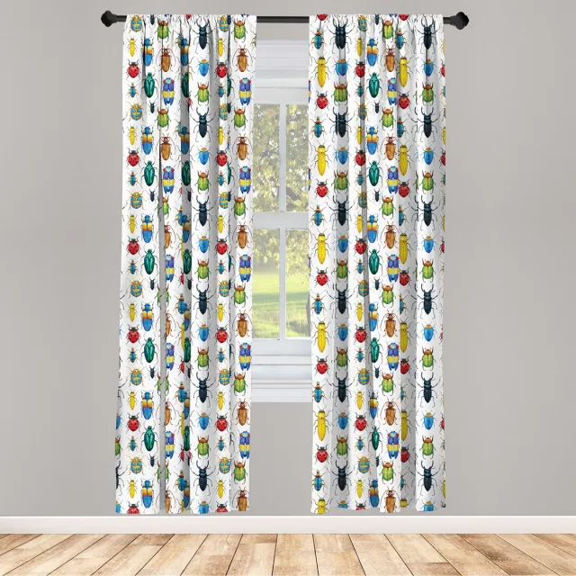 ABAKUHAUS Insectenraamgordijnen – 2-delige set 75x225 cm – Veelkleurig Meerkleurig