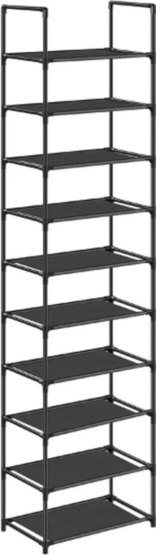 Duurzaam Schoenenrek 10 niveaus - Open schoenenkast - 45x28x173cm - zwart