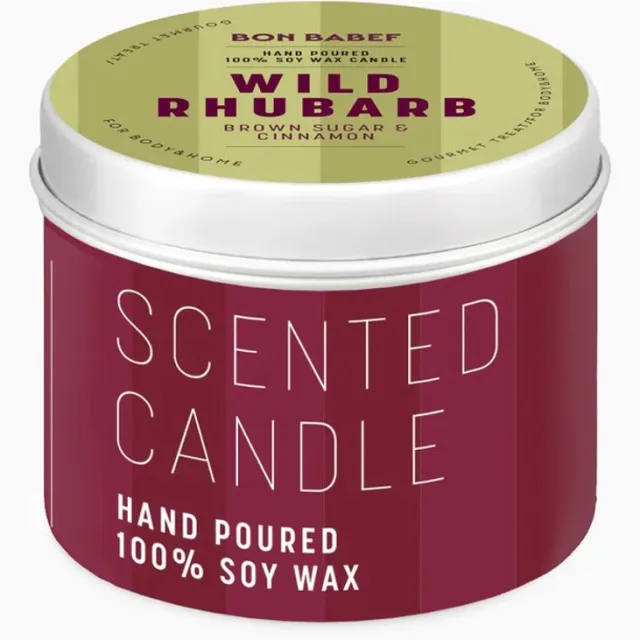 Bon Babef Wild Rhubarb Geurkaars Set – 2 Stuks – Rabarber, Bruine Suiker & Kaneel – Vegan Sojawas Kaarsen Wit