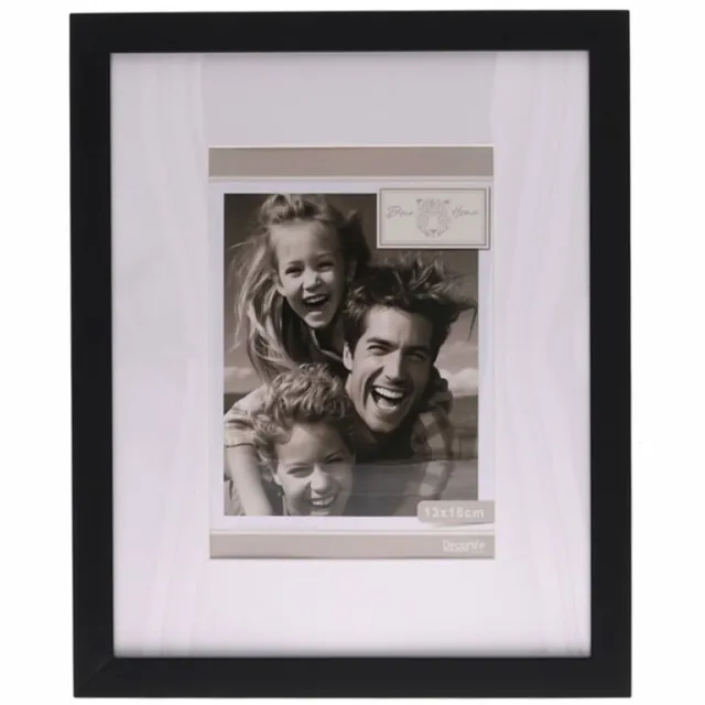 Gerimport Fotolijstje Paris - 20 x 25 cm - zwart - met passe partout - 13 x 18 cm - hout
