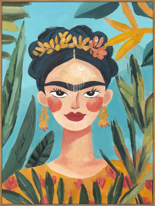 homebound by ky Schilderij met frame Frida Kahlo Meerkleurig
