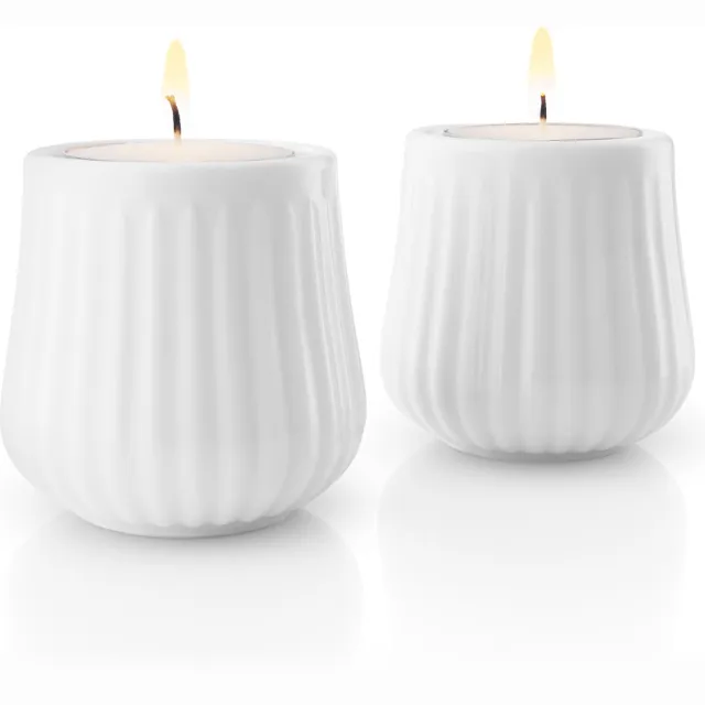 Eva Trio Legio Nova Waxinelichthouder Set van 2 Stuks - Porselein - Zilver