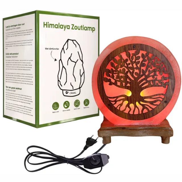 Orakl Dimbare Himalaya Zoutlamp Roots - 2-4 KG en ca. 20 cm - Nachtlamp - Tafellamp - Cadeauverpakking Oranje