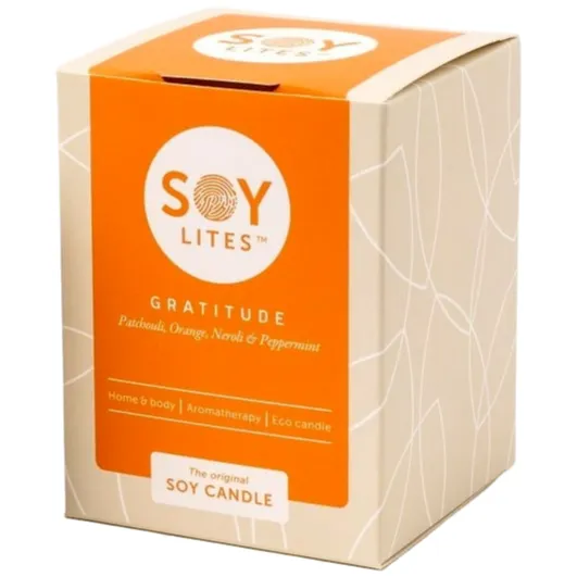 Soylites Soycandle Gratitude - Patchouli, Orange, Neroli & Peppermint gebroken wit