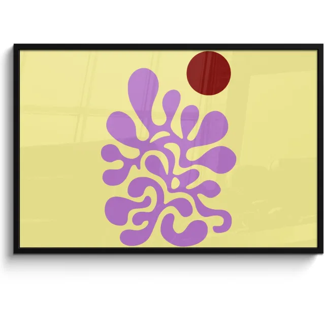 FrameYourWall Poster in lijst - Fotolijst 120x80 cm - Posters - Koraal - Cirkel - Abstract - Geel - Posterlijst zwart - Decoratie - Wanddecoratie woonkamer - Muurdecoratie slaapkamer