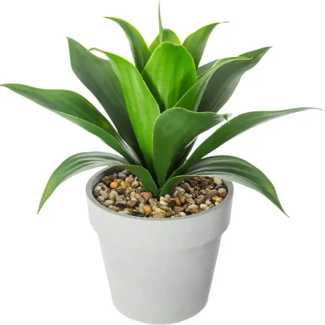 Atmosphera Aloe Vera kunstplant - in pot van cement - H34 cm - Nepplanten Grijs