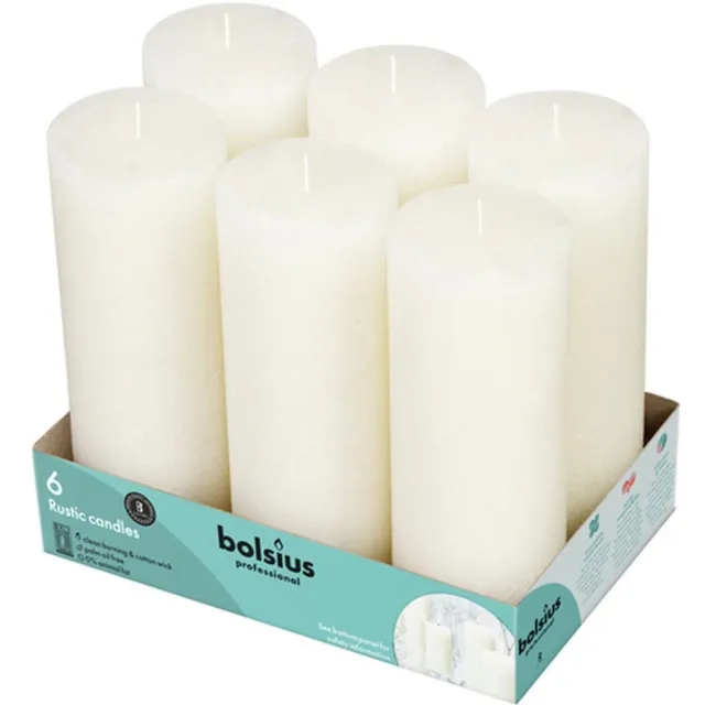 Bolsius Rustieke Stompkaarsen 190/68 | Soft Pearl | 6 stuks | Omdoos 2x Meerdere kleuren