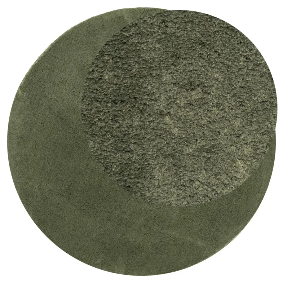vidaXL Rug HUARTE Green Ø 100 cm 100% Polyester Plat