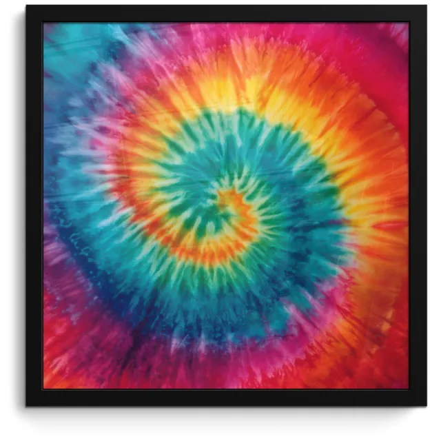 FrameYourWall Poster in lijst - Fotolijst 40x40 cm - Posters - Regenboogkleuren - Tie dye - Posterlijst zwart - Decoratie - Wanddecoratie woonkamer - Muurdecoratie slaapkamer