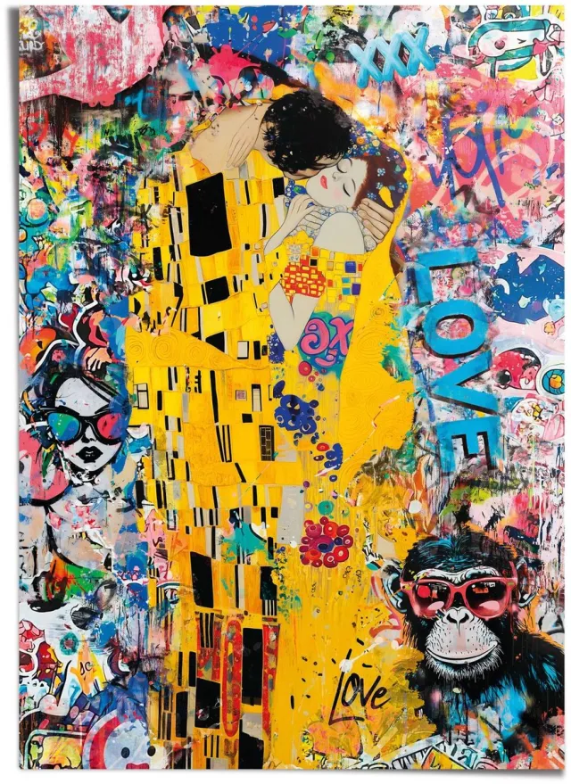 Reinders XXL Poster Modern Kiss - 140 x 100 - Papier - REINDERS