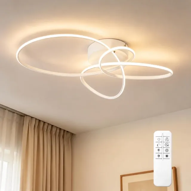 NETTLIFE LED-plafondlamp - 24W-3000K Moderne stijl - Wit - Dimbaar - Omhullend ontwerp - Metalen plafondlamp met afstandsbediening - Geschikt voor woonkamer | slaapkamer | studeerkamer