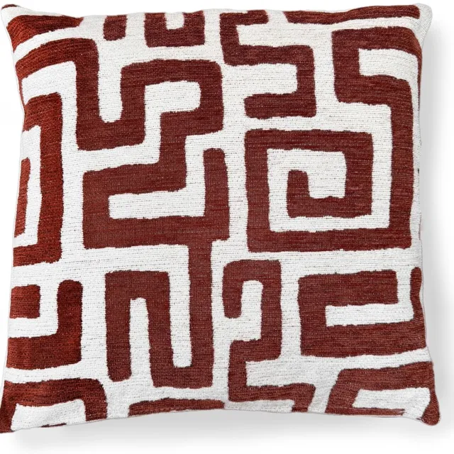 Woonexpress Sierkussen Narak - Zacht Chenille Kussen - Geweven Patroon - Modern Interieur Bordeaux/Bruin/Rood