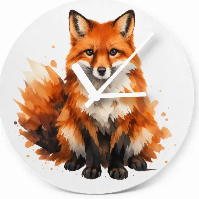 Mr Cadeautjes Glazen klok Ø 20 - design Een groot, sfeervol bosdier met verfspatten en veel witruimt | cadeau