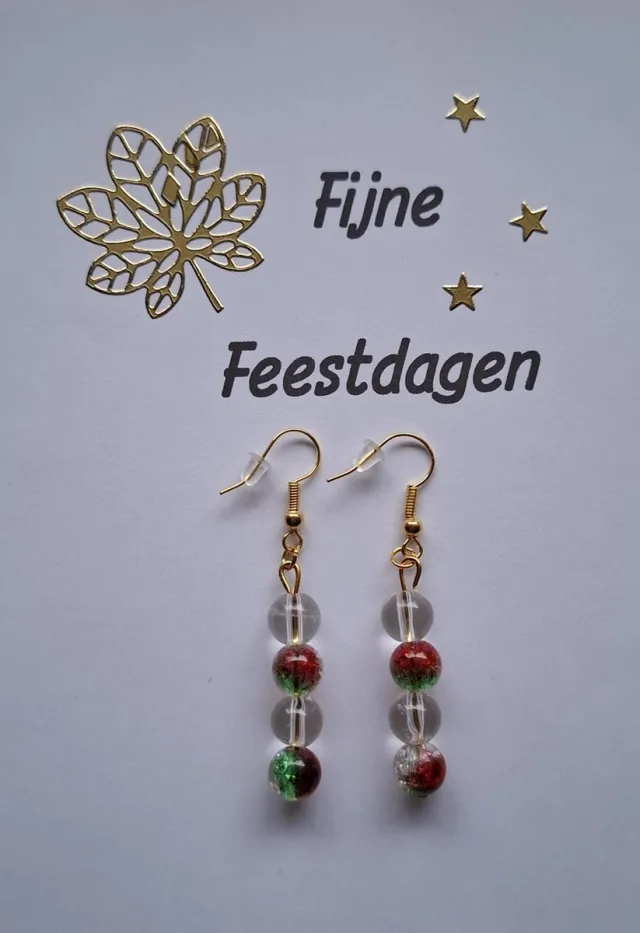 mineraa Kerst Oorbellen met Bergkristal hang goudkleurig transparant
