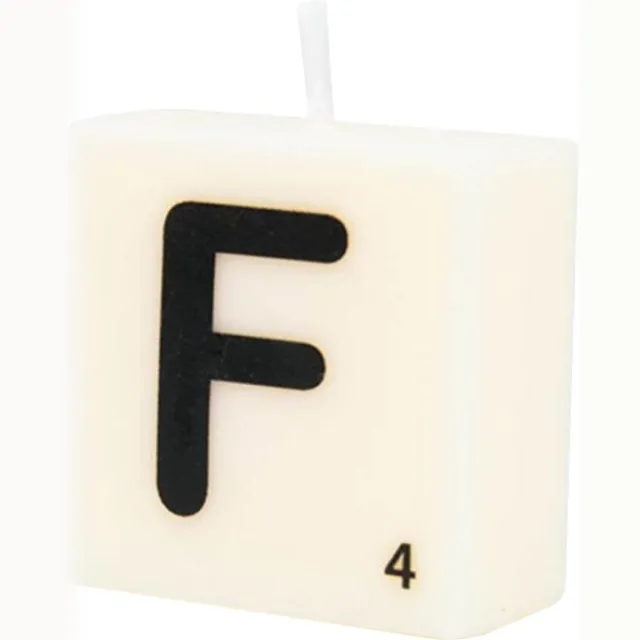 Paper dreams Letter Kaarsje - F Zwart wit