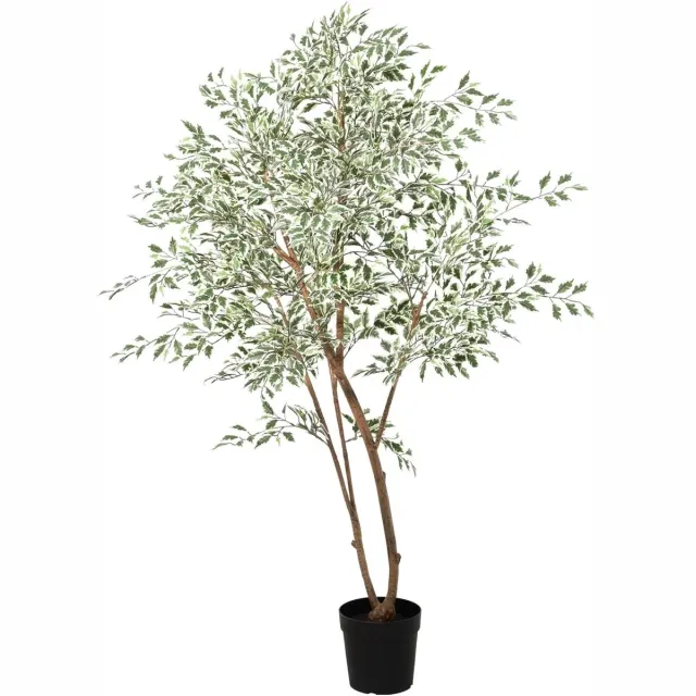 Trendyplants Kunst Ficus Benjamina Variegata - Bonte Treurvijg - Kunstplant - Hoogte 185cm - Potmaat Ø20cm Groen