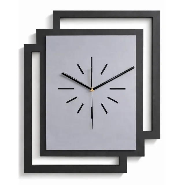 Ornament Handgemaakte Grote Houten Wandklok – Modern Minimalistisch Design, Rechthoekig Verticaal, Geruisloos, Zonder Tikkend Geluid – Voor Woonkamer, Slaapkamer, Keuken – Unieke Wanddecoratie, Industrieel Design & Stil Uurwerk, zwart en grijs zwart - grijs