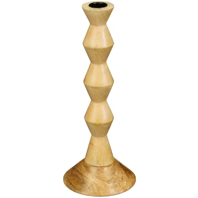 Mica Decorations Plony Kandelaar Hout Rond – Gerecycled & Sfeervol Hout - Mango/Hout - Naturel