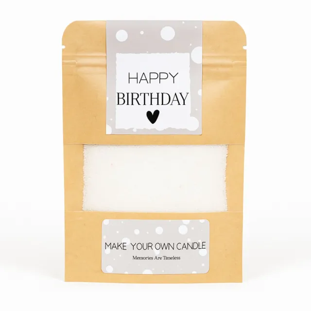 Memories Are Timeless Cadeau Verjaardag - Maak je eigen kaarsen - Happy Birthday - Kaarszand + Lontjes Beige