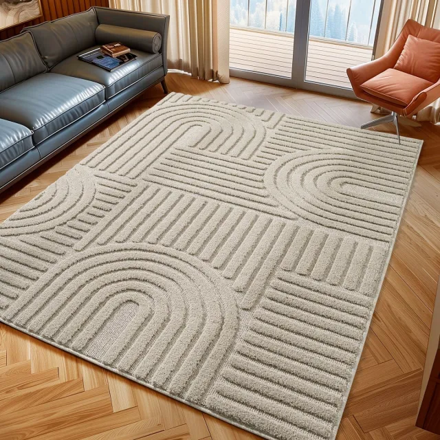 Muratap Japandi ART - Vloerkleed Boho - Scandinavisch - Laagpolig Effen - Beige- 80x250 CM