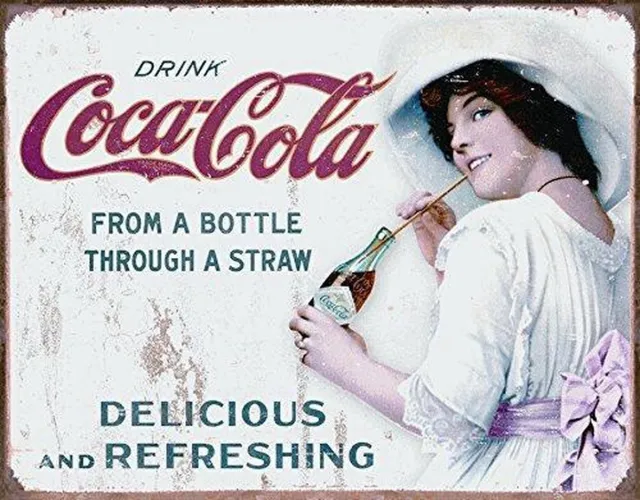 Coca-Cola Wandbord 'Thru A Straw' - Metaal - 30 x 40 cm Meerdere kleuren