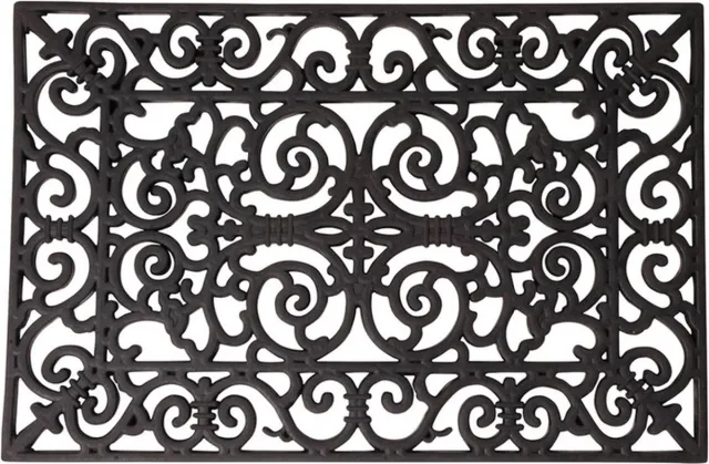 Esschert Design Deurmat - klassiek patroon - 70 x 40 cm - rubber - schoonloopmat Zwart