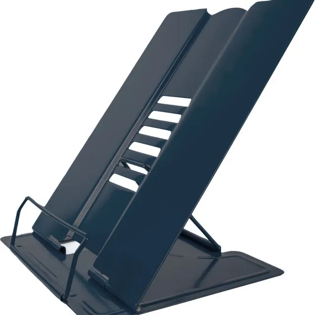 Intirilife Leesstandaard van metalen in Zwart - 21 x 16.5 x 20.3 cm - In hoogte verstelbare boekenstandaard voor school, kantoor, bureau, leeshulp