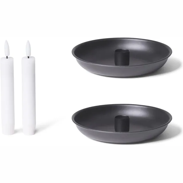 Novaliv kaarsenhouder, stokkaarsen, set van 2, ZWART, diameter 13 cm, kerst adventskrans, kaarsenschotel, scandic chic, kaarsenhouder, stokkaarshouder, decoratieve schaal, tafeldecoratie, modern, woonkamer