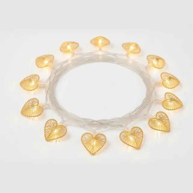 RALA LED Lichtslinger met 20 Hartjes - 5 Meter - Warm Wit Licht met Stekker - Binnen - Goud
